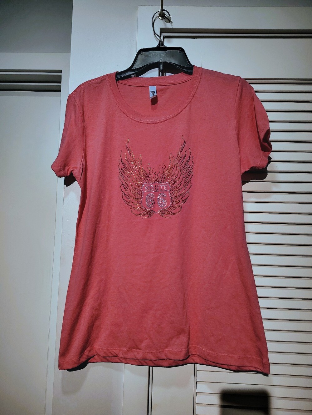 Route 66 Rhinestone Wing Graphic Stretch Short Sleeve T-Shirt
